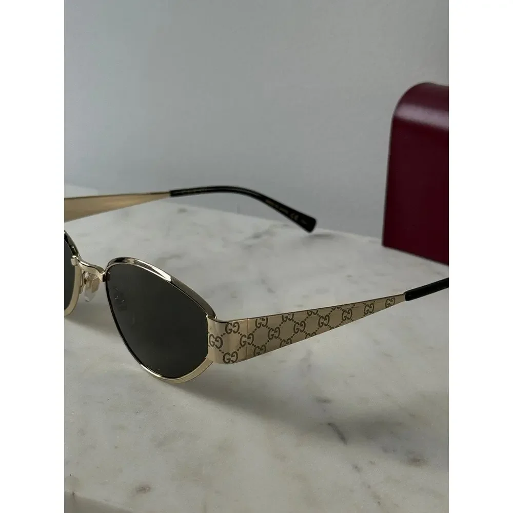 NEW Gucci GG1853S Gold Metal Cat Eye Logo Sunglasses $610